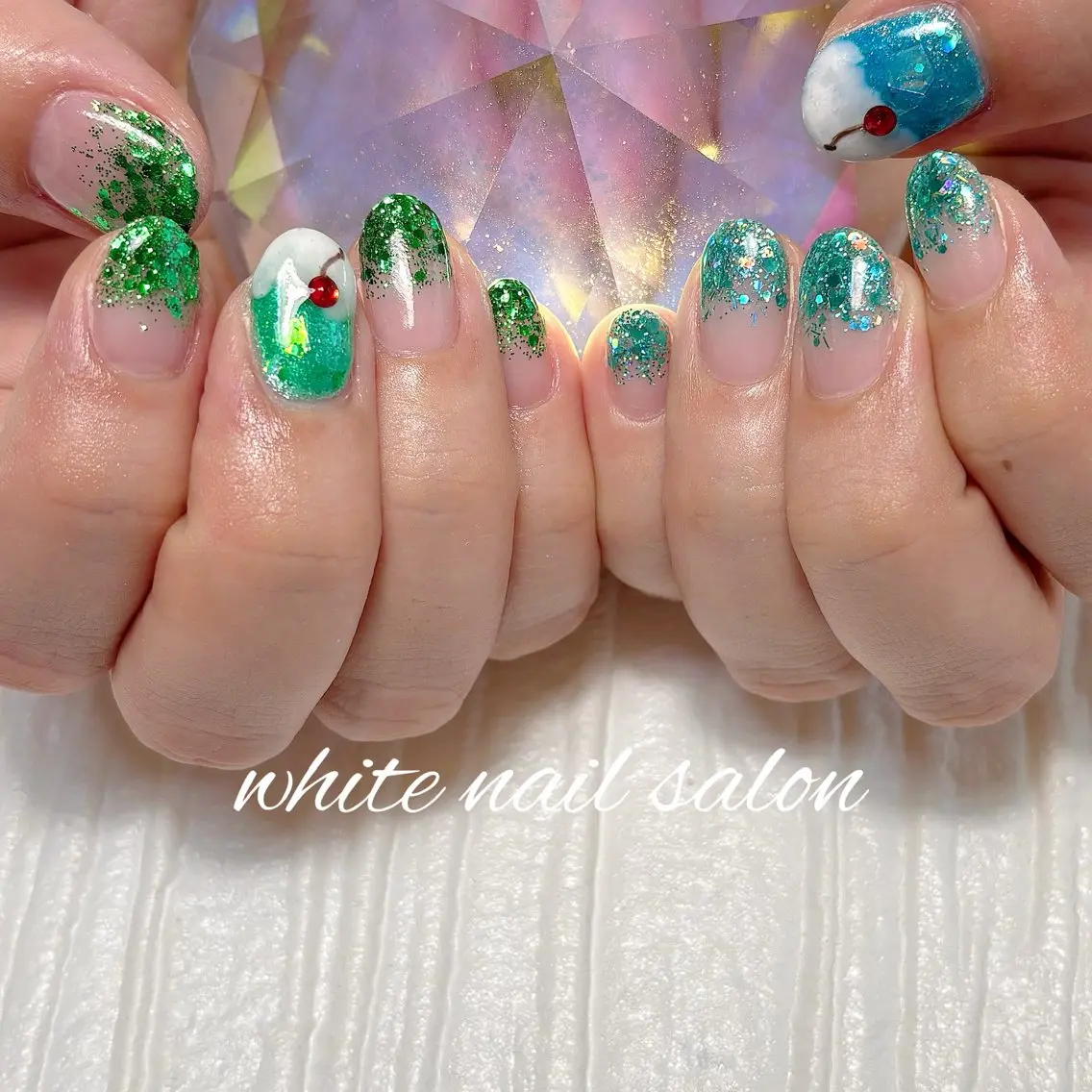 ネイル フットネイル ラメ(グリッター) 持ち込み ハンドネイル white nail salonのネイルデザイン