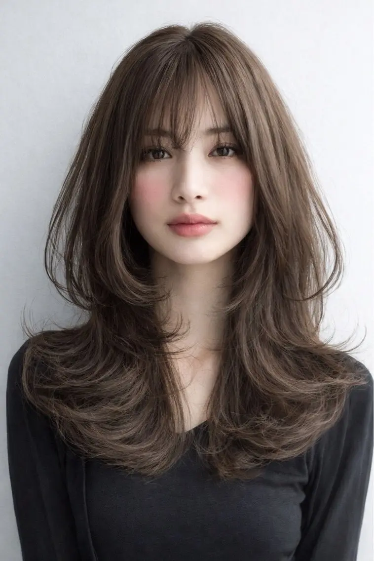 ロング 縮毛矯正 絶対綺麗な暖色カラー 🎯あります✨増渕✨のヘアスタイル