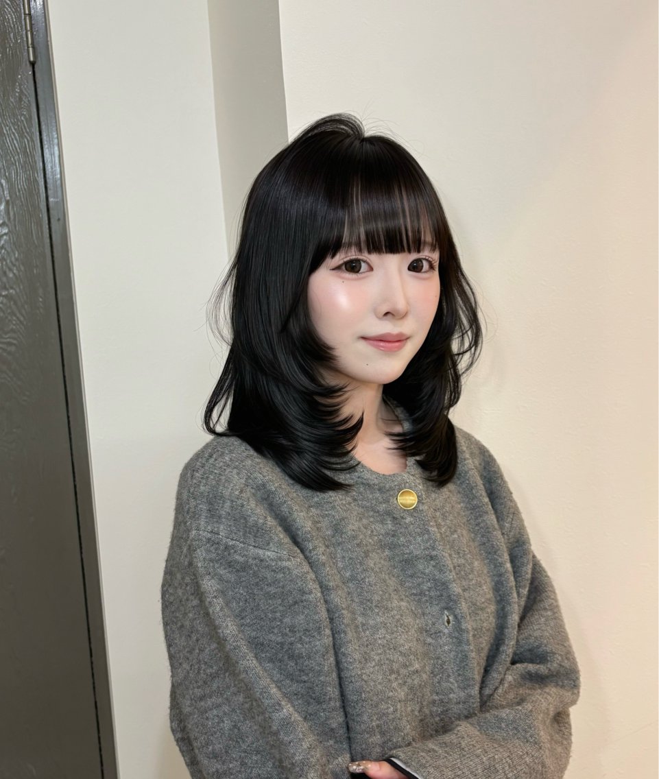 ミディアム カラー 透明感カラー ハッシュカット 韓国風ヘア レイヤーカット 透明感カラー/ レイヤー絆のヘアスタイル