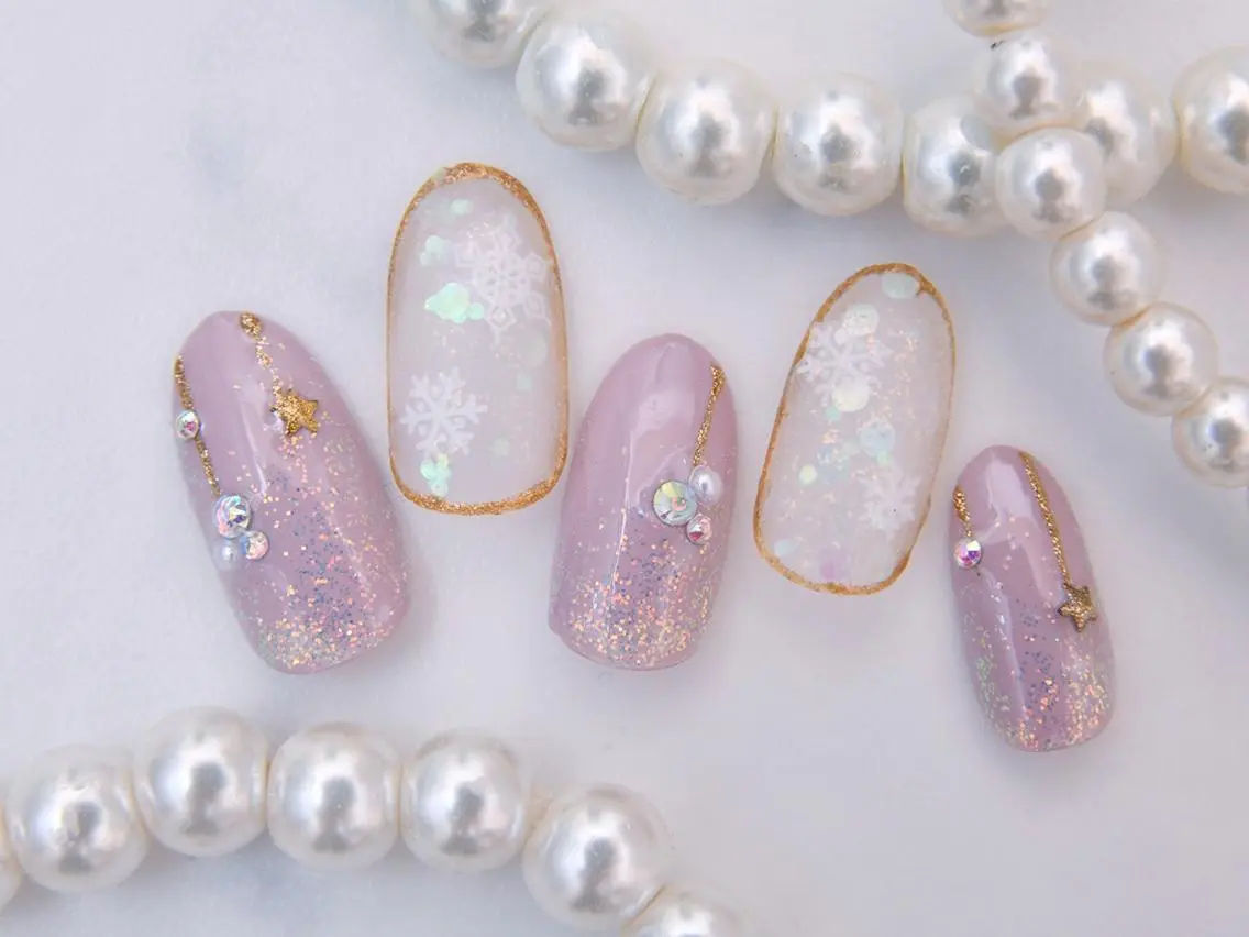 ネイル 桜ネイル クリアネイル フットネイル ジェルネイル キラキラネイル Tiary Nail Yのネイルデザイン