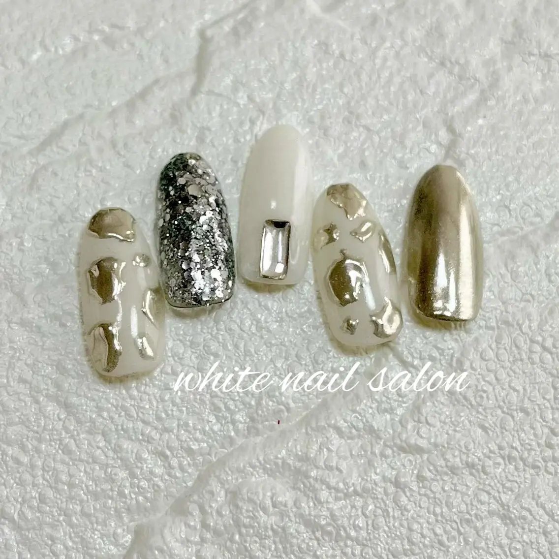 ネイル フットネイル ジェルネイル ハードジェル ラメ(グリッター) 持ち込み ハンドネイル white nail salonのネイルデザイン