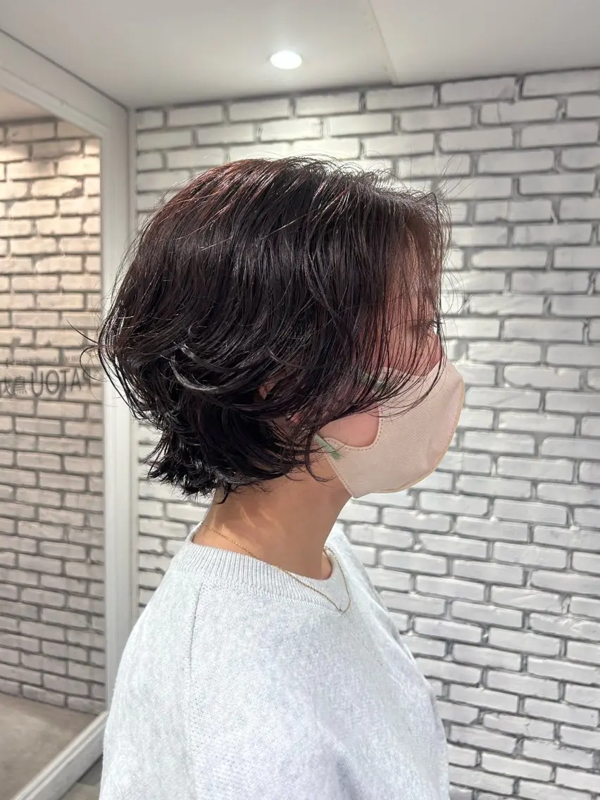 ショート パーマ くびれヘア カット ヘアカラー パーマ 🤎オリーブカラー× パーマ特化💫森口のヘアスタイル