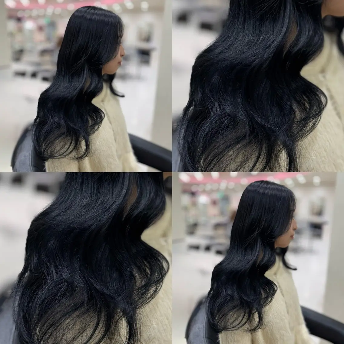 ロング 髪質改善 韓国風ヘア ヘアカラー トリートメント 縮毛矯正× ブルーブラック/池袋のヘアスタイル