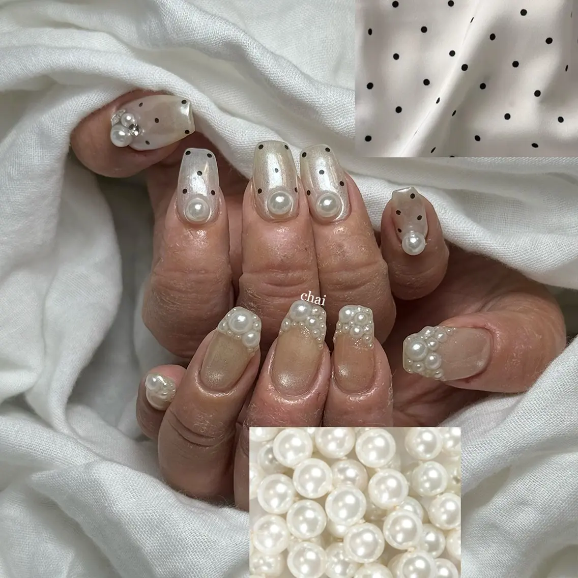 ネイル ドット フレンチネイル ハンドネイル chai nail + eye📍鶴橋のネイルデザイン