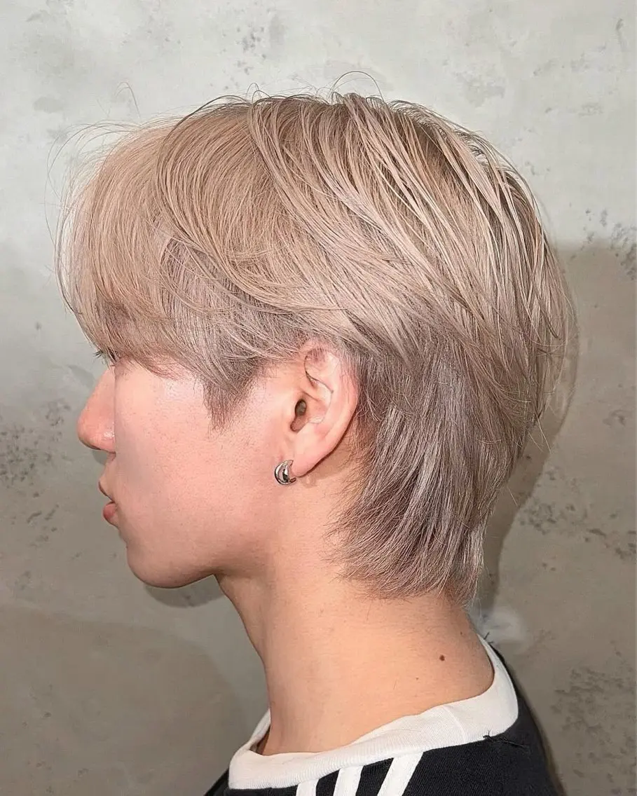 ショート カラー メンズ ブリ—チ🌈カラ— 🌀パ—マ🌿ちえのヘアスタイル