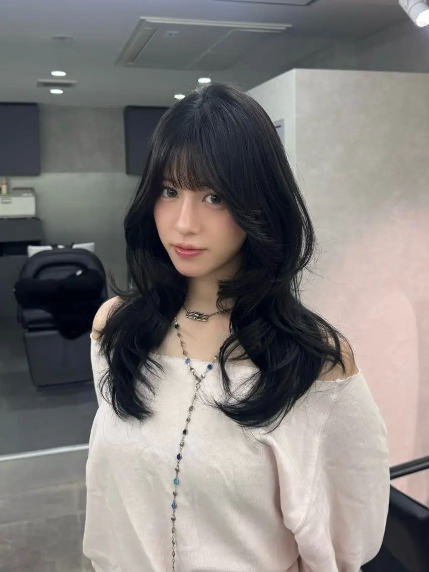 セミロング 顔周りカット 韓国風ヘア レイヤーカット 似合わせカット カット ヘアカラー 韓国レイヤーカット /顔周り/佐藤詩門のヘアスタイル