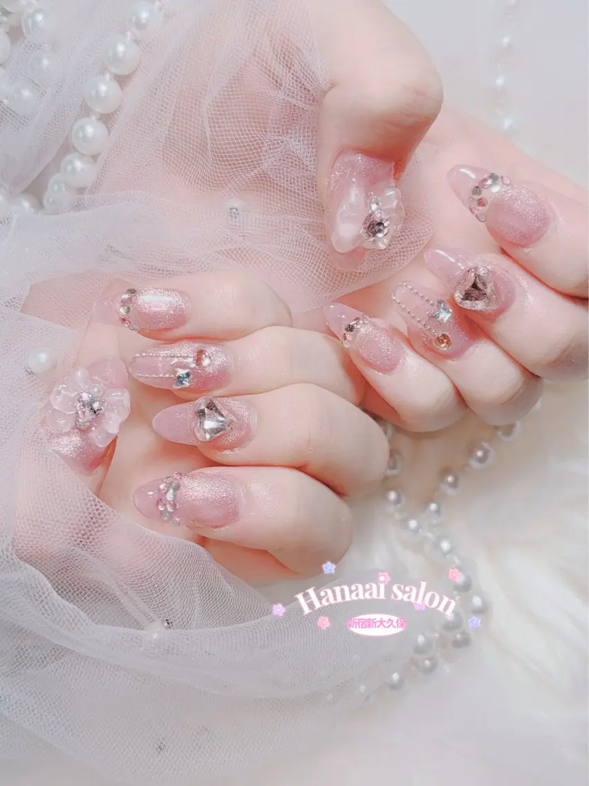 セミロング ハンドネイル Hanaai Salon新大久保店のネイルデザイン