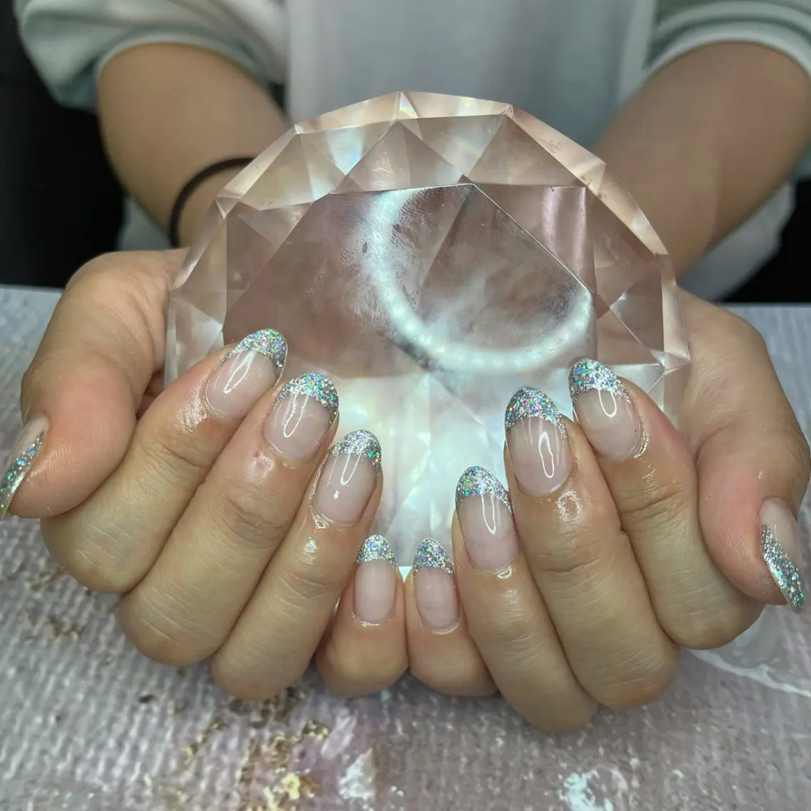 ネイル フレンチネイル ミラーネイル BlueDaisy 栄本店のネイルデザイン