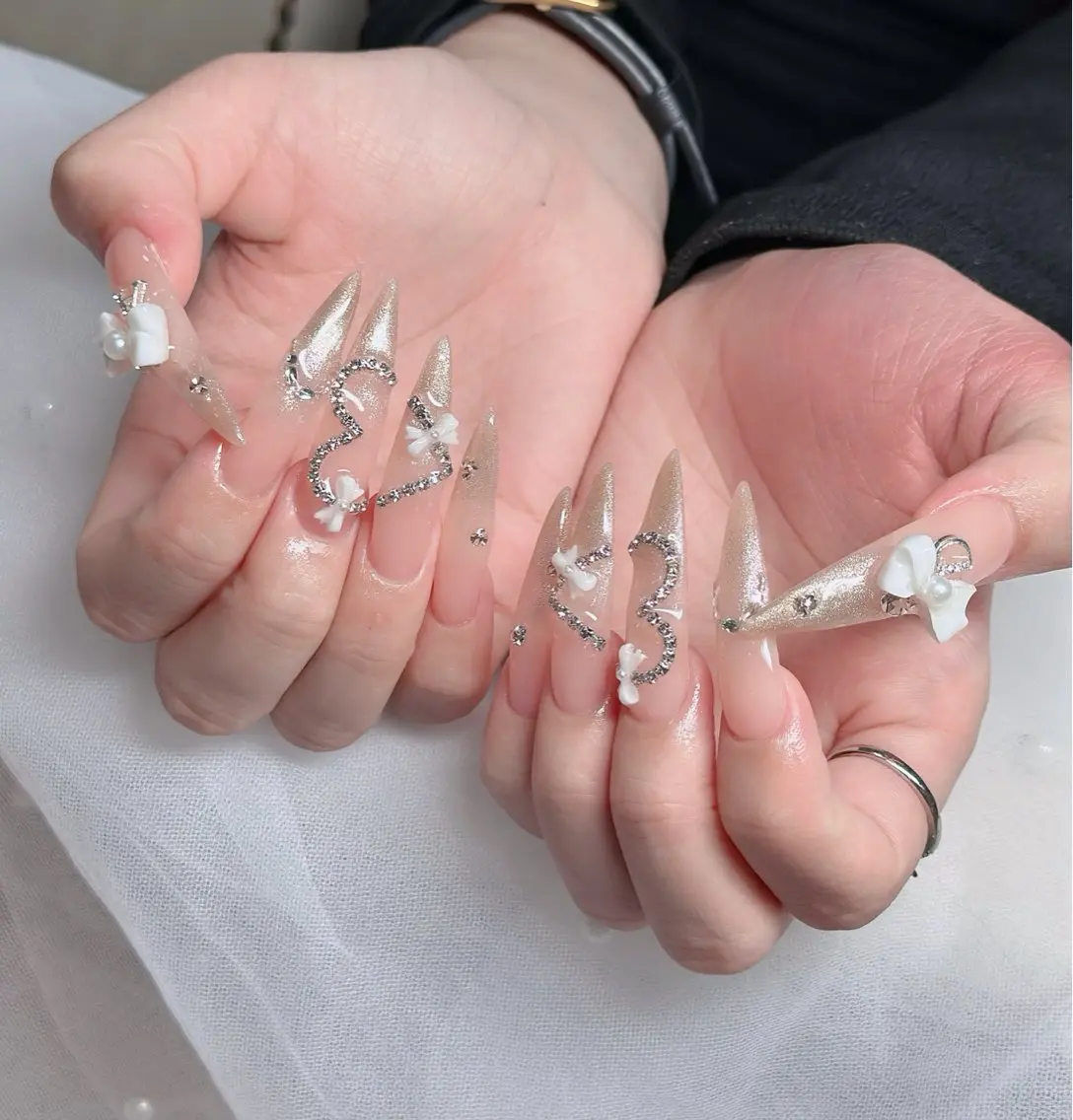 ネイル ハート キラキラネイル リボン ハンドネイル キノコ H.babynailのネイルデザイン