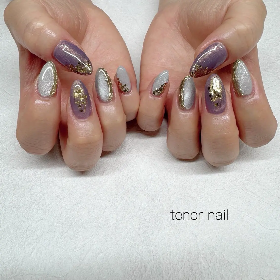 ネイル ニュアンスネイル パープル ハンドネイル テネルネイル tener nailのネイルデザイン