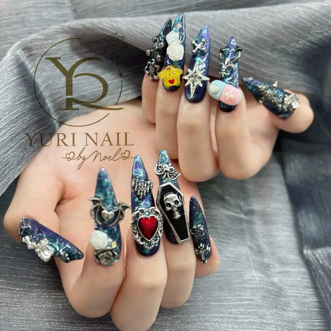 ネイル チークネイル フットネイル フレンチネイル グラデーション キラキラネイル YURI Nail NARITAのネイルデザイン