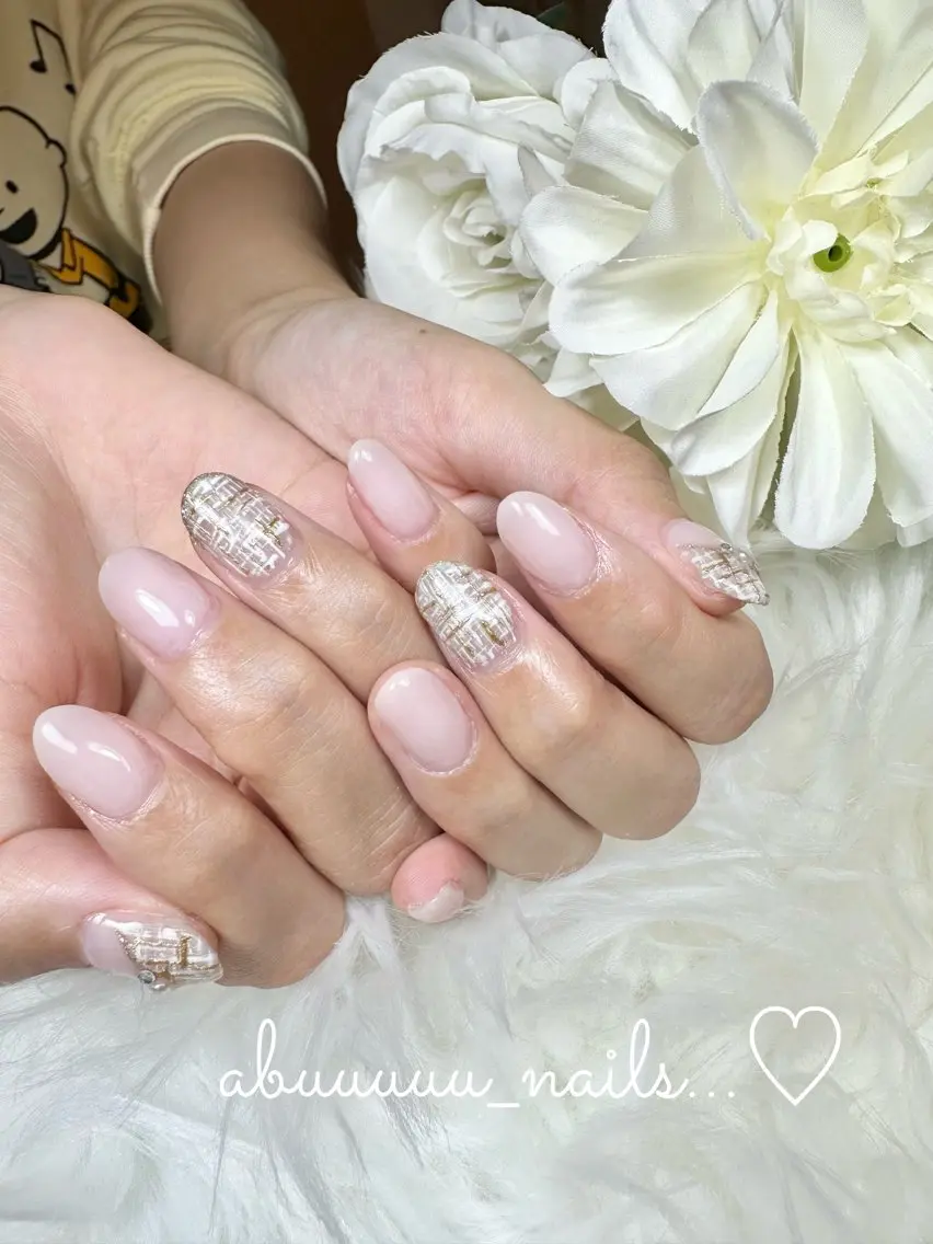 ネイル ツイードネイル 冬ネイル abuuuuu nailsのネイルデザイン