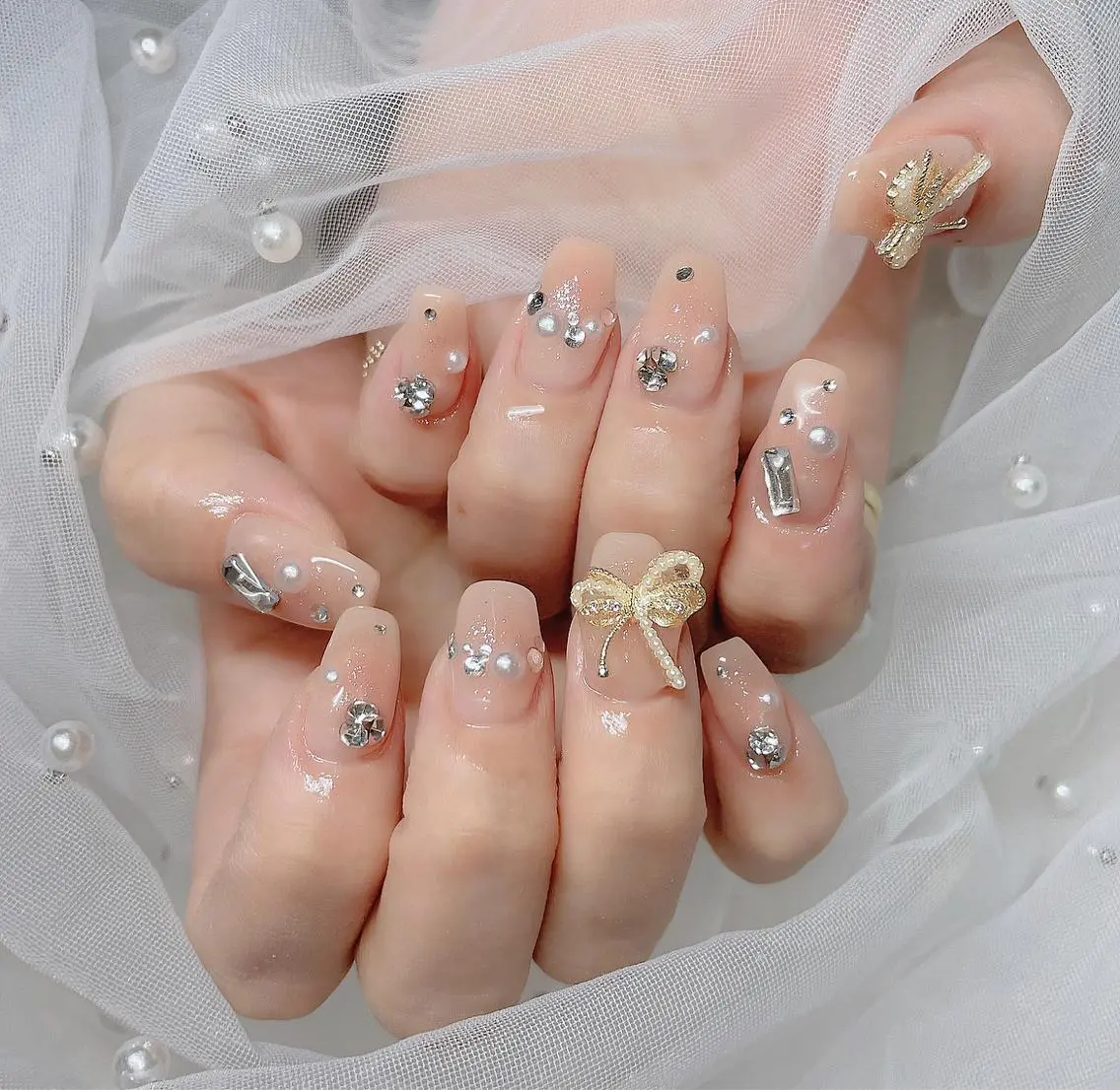 ネイル チークネイル フラッシュネイル フレンチネイル キラキラネイル 韓国ネイル merci nailのネイルデザイン