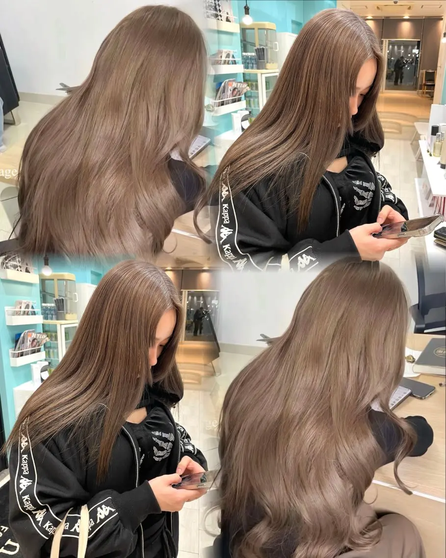 ロング カラー ヘアカラー 髪質改善ストレート 韓国風レイヤー池袋のヘアスタイル