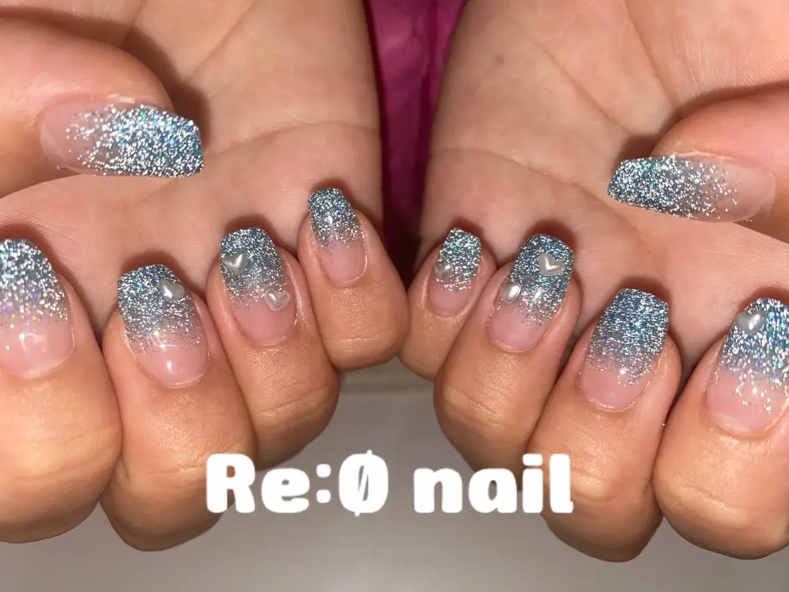 ネイル フラッシュネイル ラメ(グリッター) ラメグラデーション ハンドネイル Re:Ø nail 🩵TSUJIのネイルデザイン