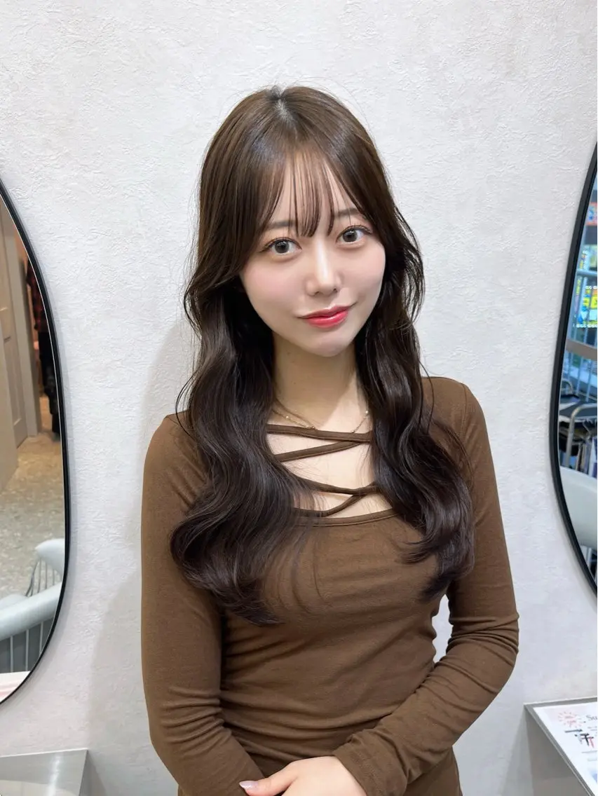 ロング カラー カット ヘアカラー トリートメント 韓国ハッシュカット/ 新宿/髪質改善/岡崎のヘアスタイル