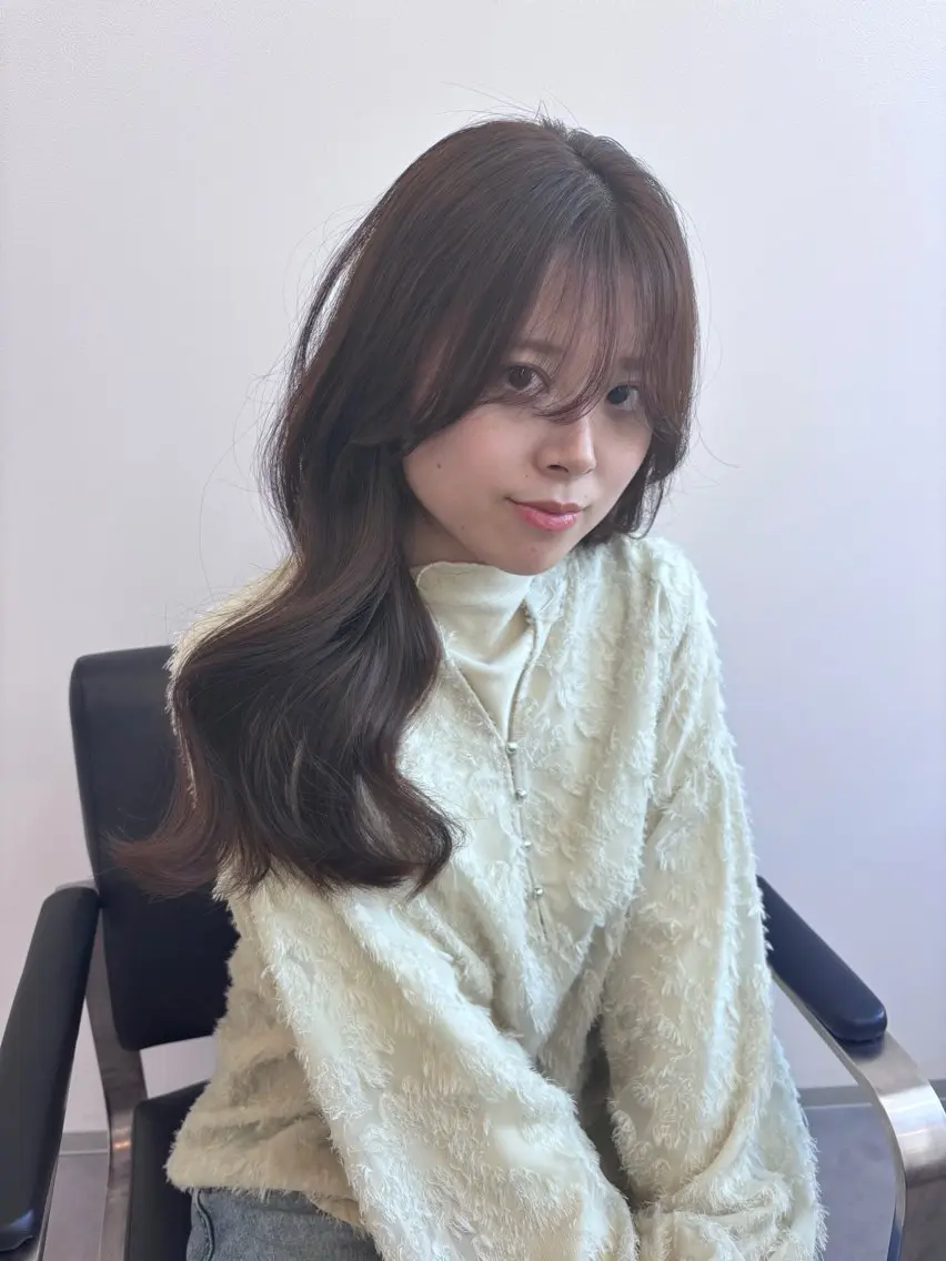 ロング カラー カット ヘアカラー トリートメント 鍋嶋 涼香のヘアスタイル