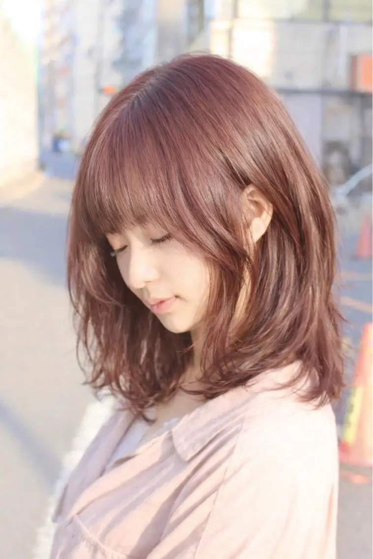 カラー ミディアム くびれヘア レイヤーカット 小顔カット カット ヘアカラー トリートメント 野呂 隼人のヘアスタイル