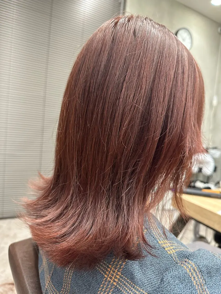 ミディアム カラー ブラウンカラー オレンジ オレンジブラウン yu-kiハイトーン /ブリーチ無しカラーのヘアスタイル