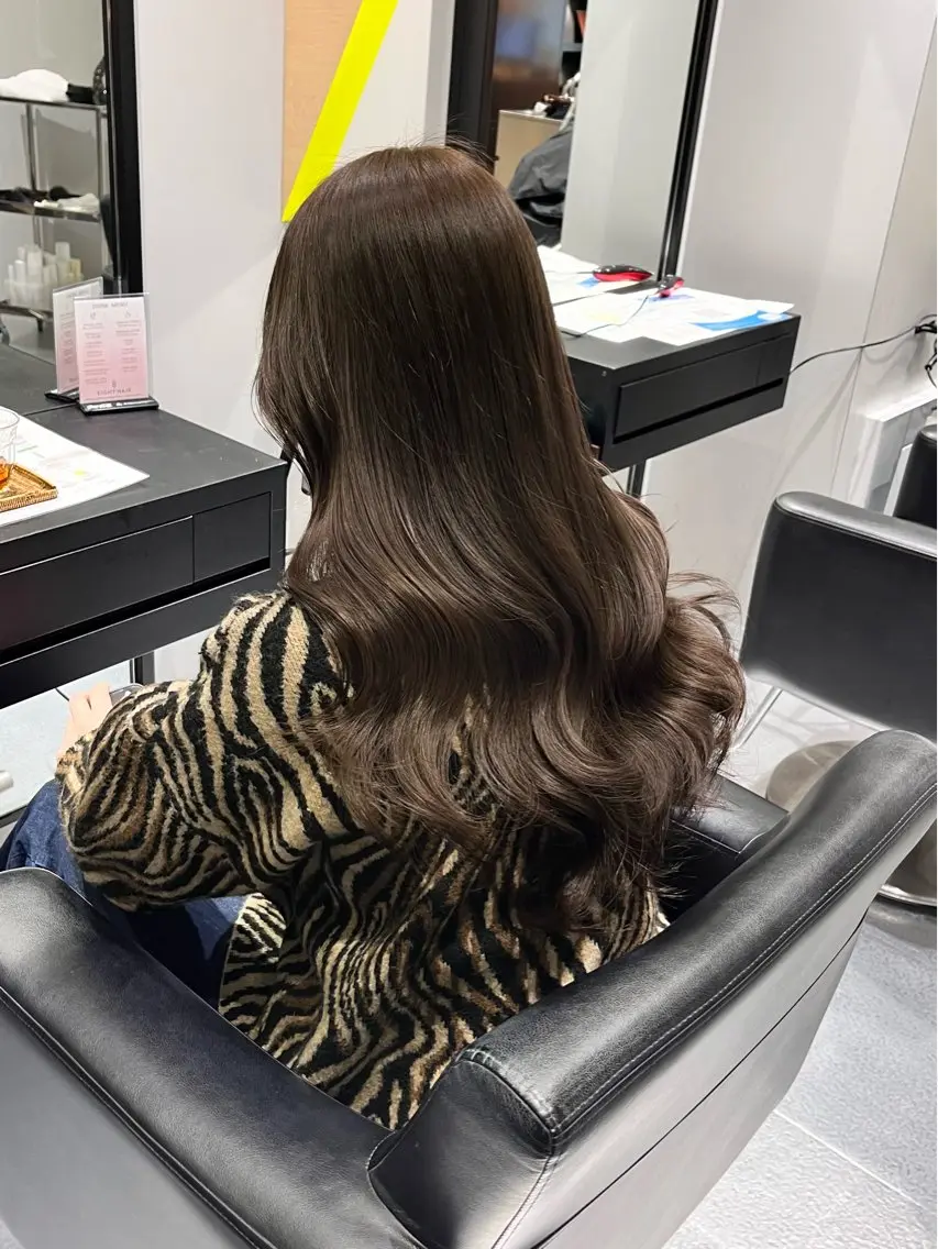 ロング パーマ ヨシンモリ 韓国風ヘア 縮毛矯正 デジタルパーマ 山下 とよかのヘアスタイル