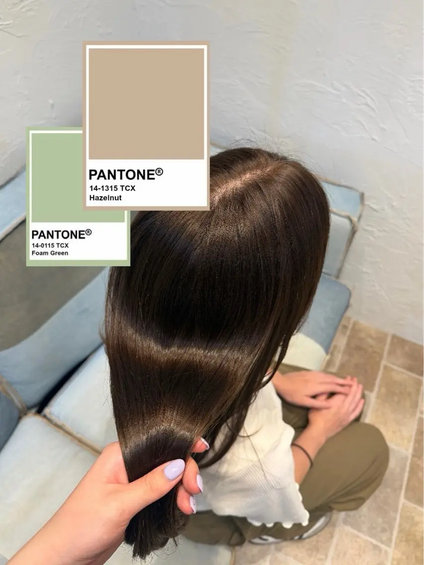 カラー ベージュカラー オリーブベージュ 縮毛矯正 Agu.hair ミサキのヘアスタイル
