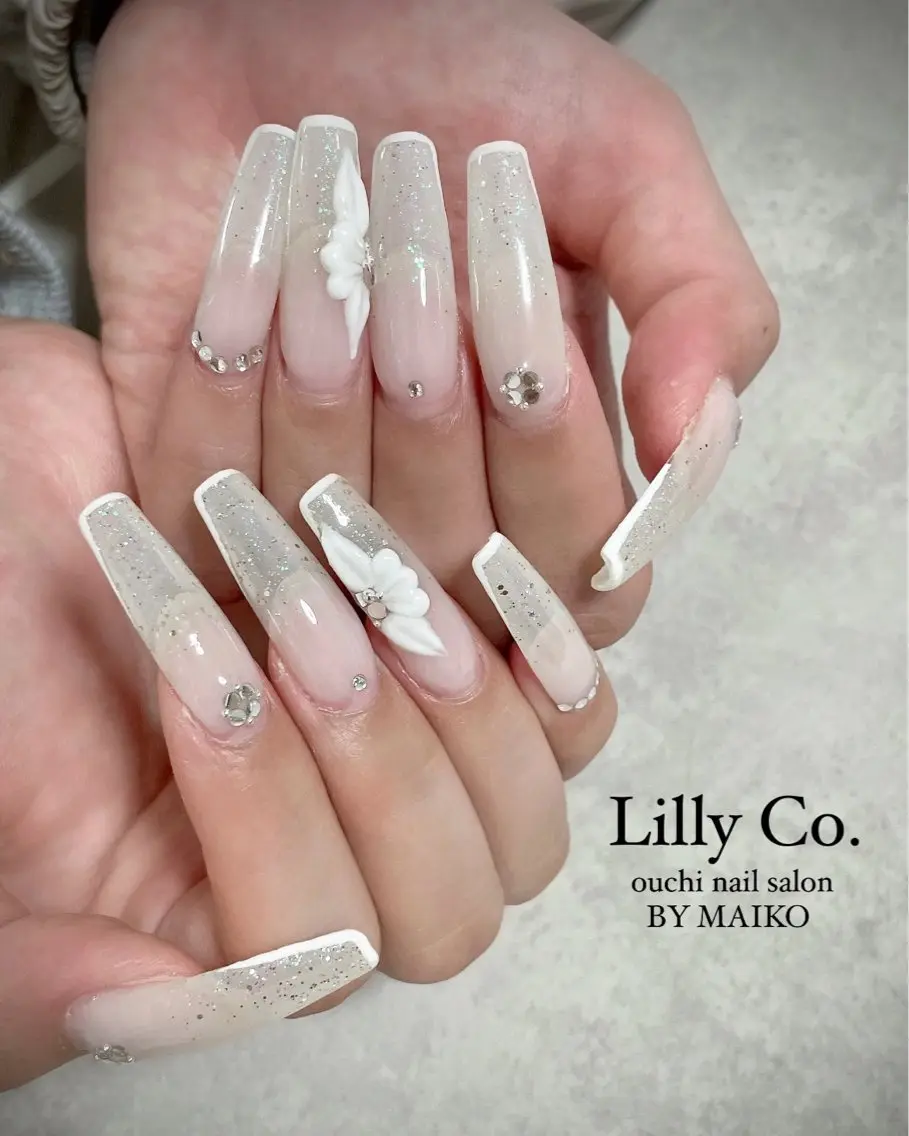 ネイル アートネイル 成人式 持ち込み スカルプネイル シンプルネイル Lilly Co.のネイルデザイン