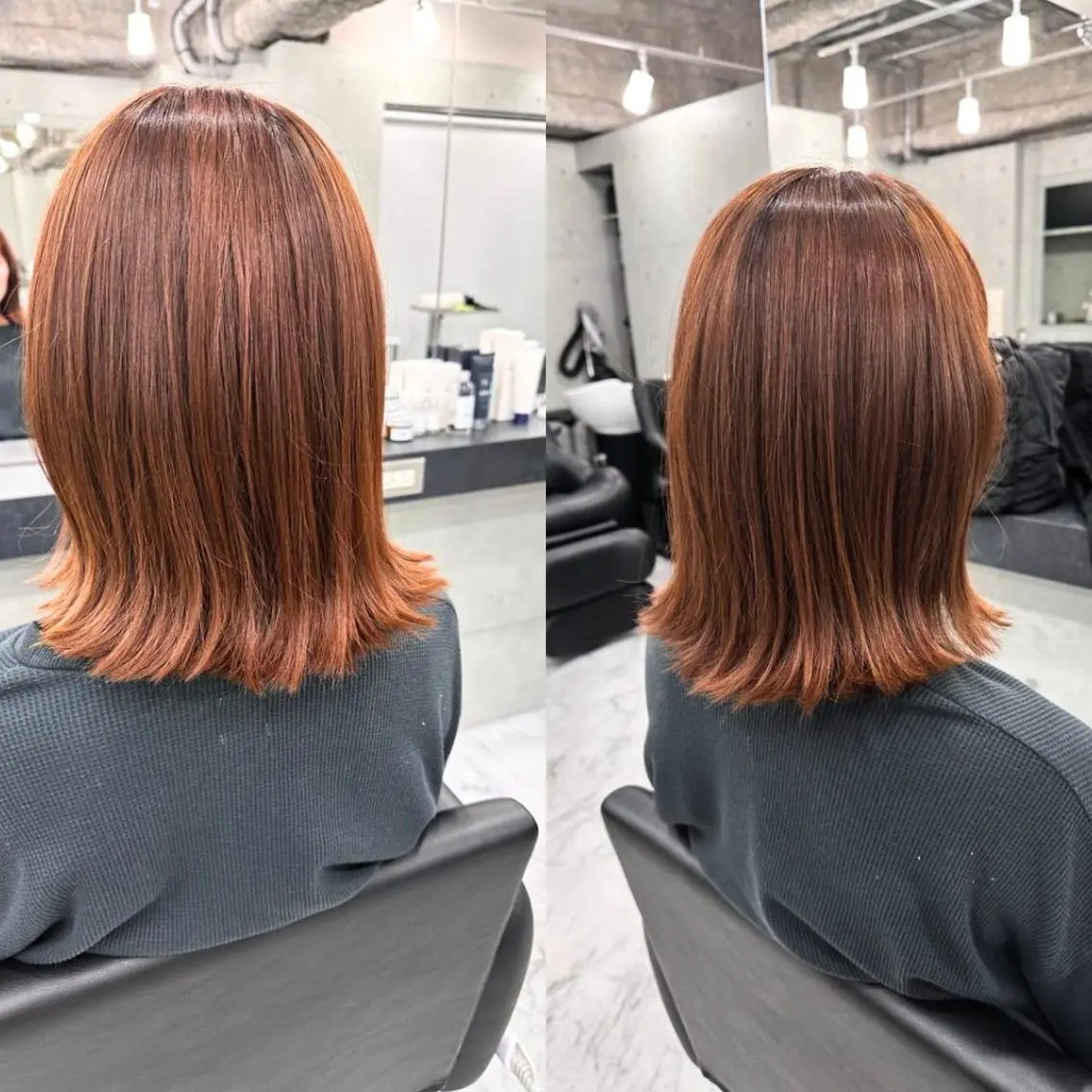 ミディアム カラー ブラウンカラー 透明感カラー オレンジ オレンジブラウン ボブ カット ヘアカラー Endearing 銀座/レイヤーカットのヘアスタイル