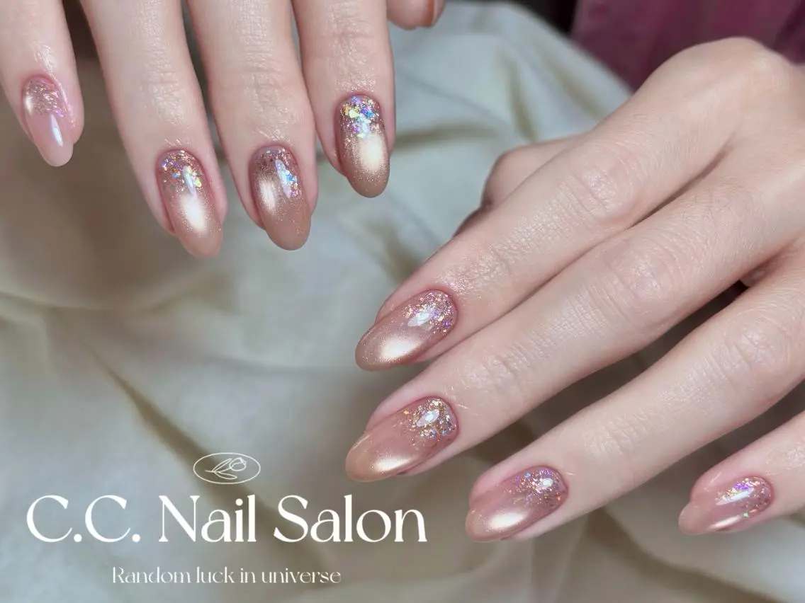 ネイル オーロラネイル 長さ出し フットネイル フレンチネイル ジェルネイル XU XUのネイルデザイン