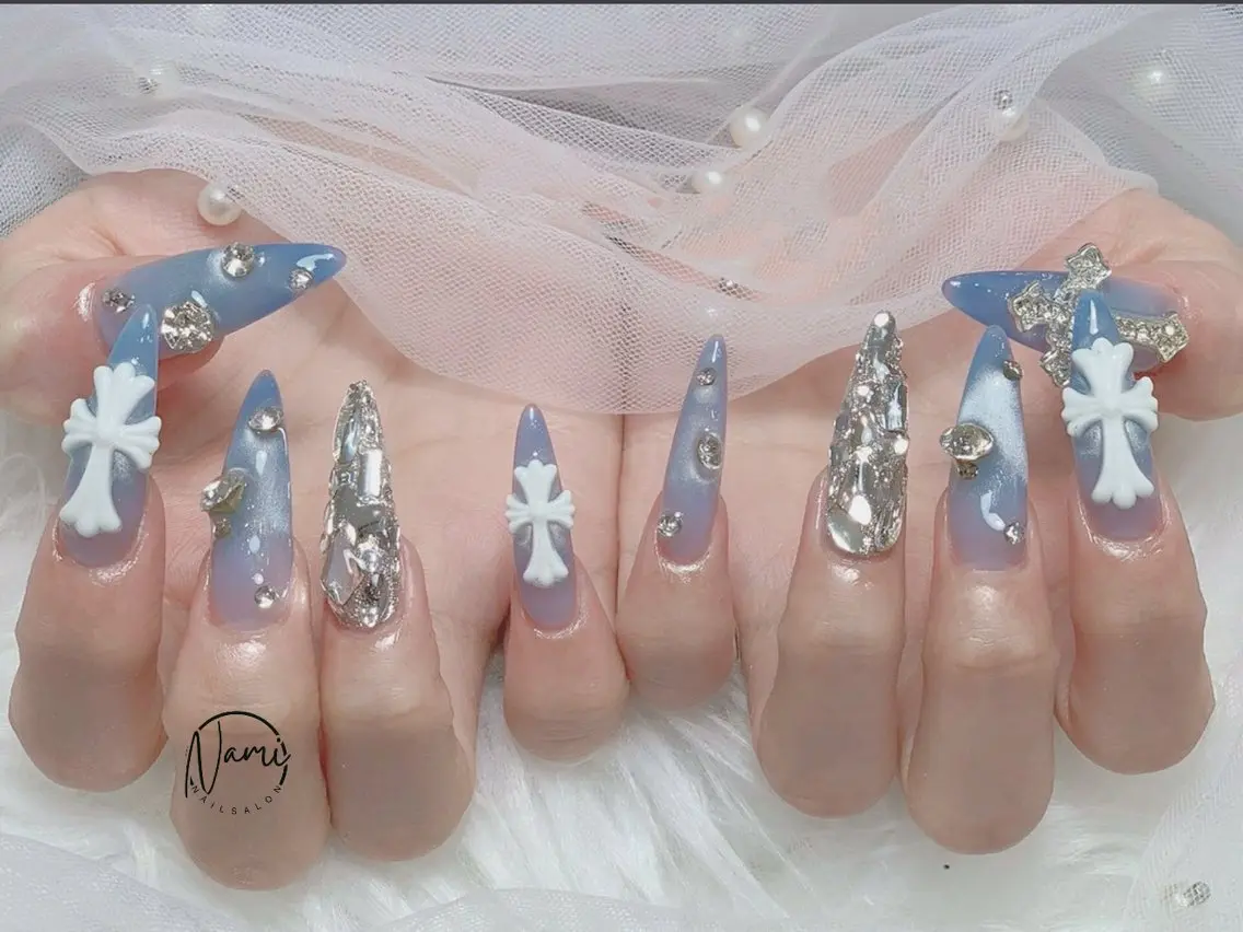 ネイル 長さ出し ガーリー 韓国ネイル ロングネイル 持ち込み Nami nail salonのネイルデザイン
