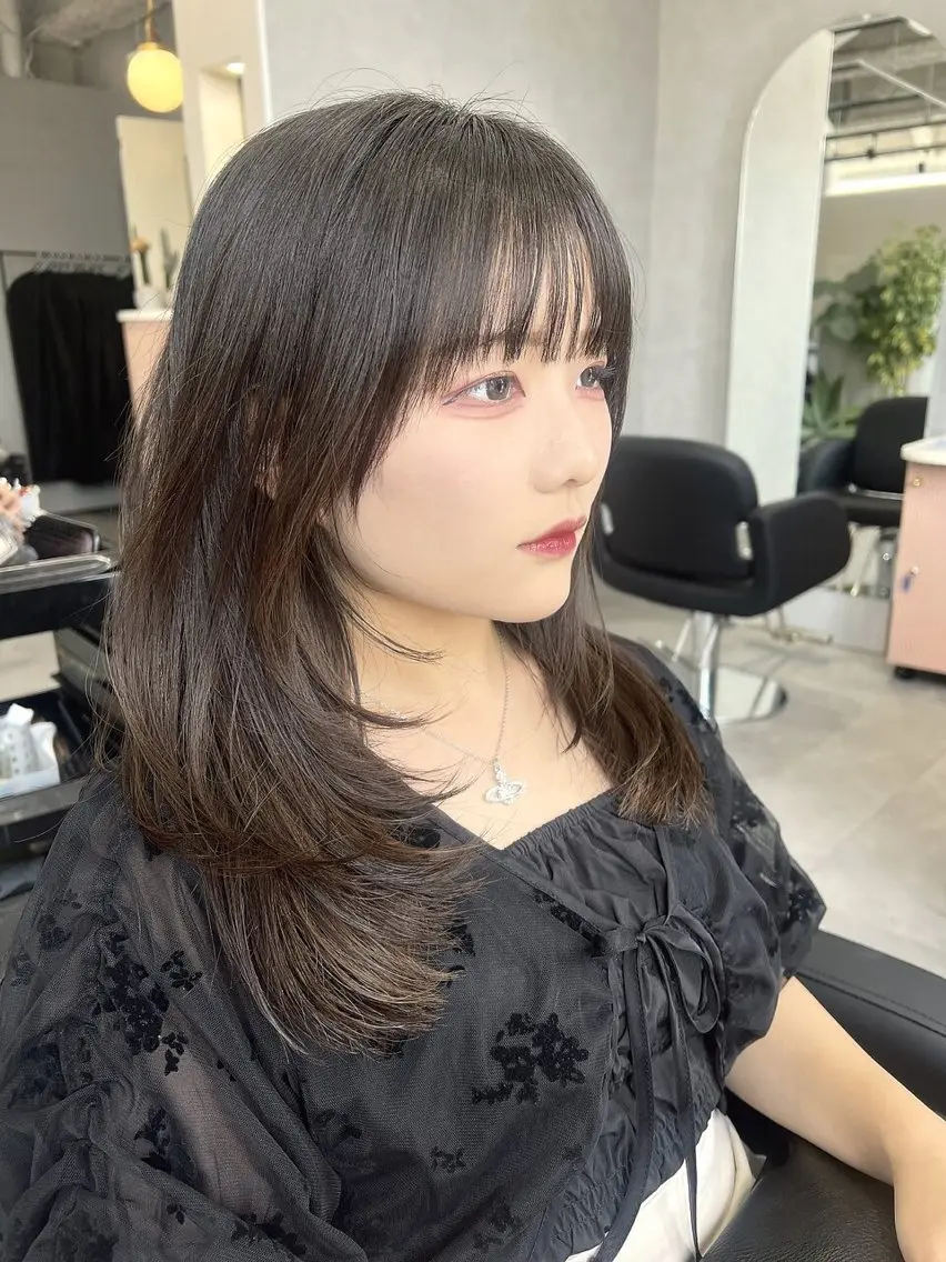 ロング 韓国風ヘア レイヤーカット ボブ、縮毛矯正👑 心斎橋/高城涼也のヘアスタイル