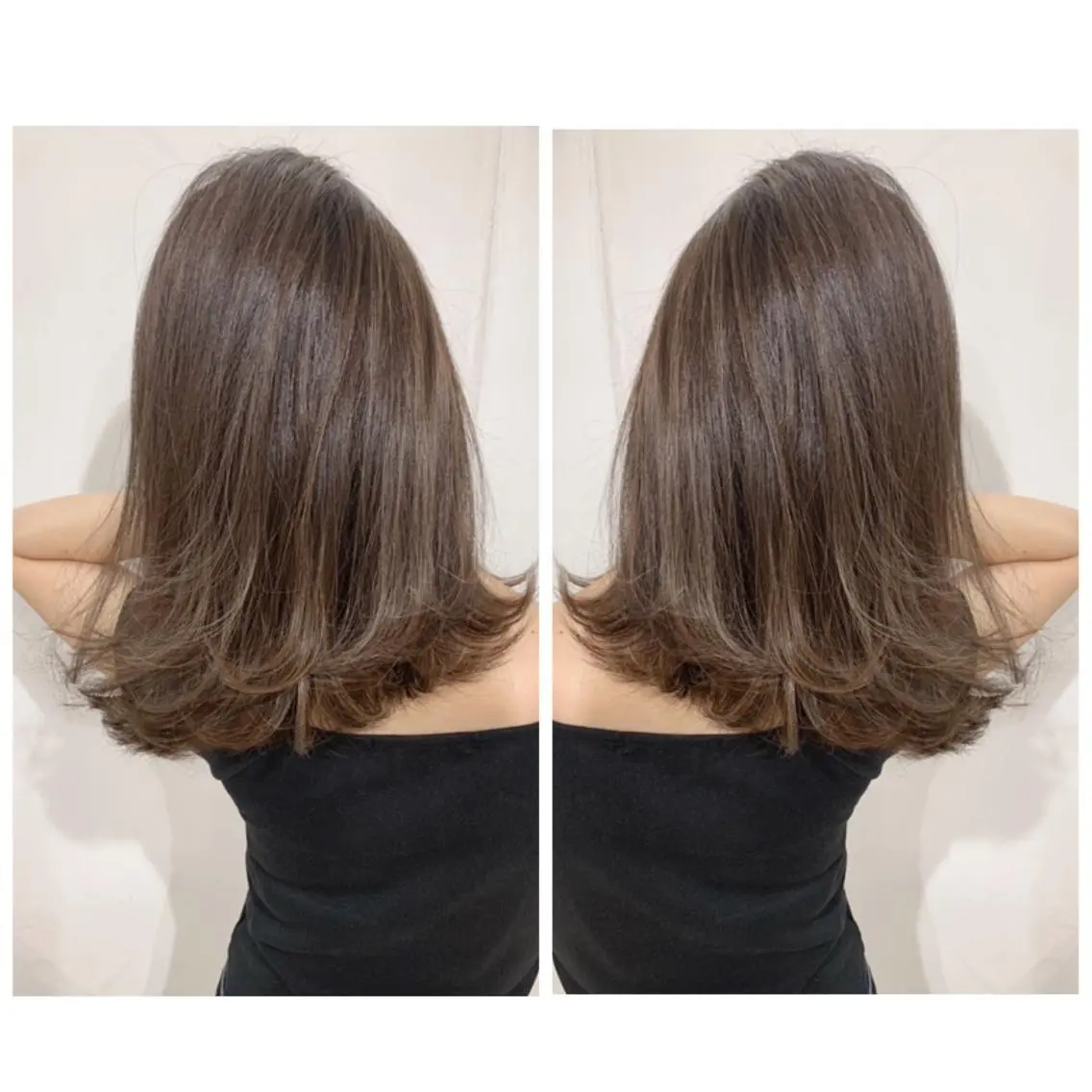 ミディアム カラー アッシュ バレイヤージュ ブリーチ デザインカラー グレージュ カット ヘアカラー トリートメント 京都大人女性ショート 徒歩1分/秋山のヘアスタイル