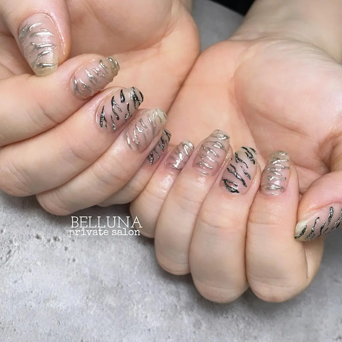 ミディアム ネイル クリアネイル BELLUNA Mizuki❤︎のネイルデザイン
