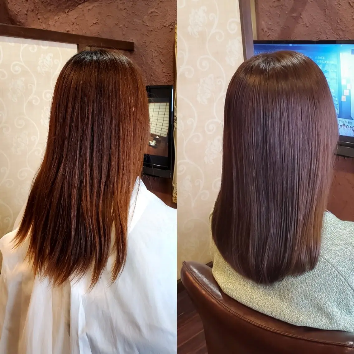 カラー セミロング カット ヘアカラー トリートメント 髪質改善 常世田のヘアスタイル