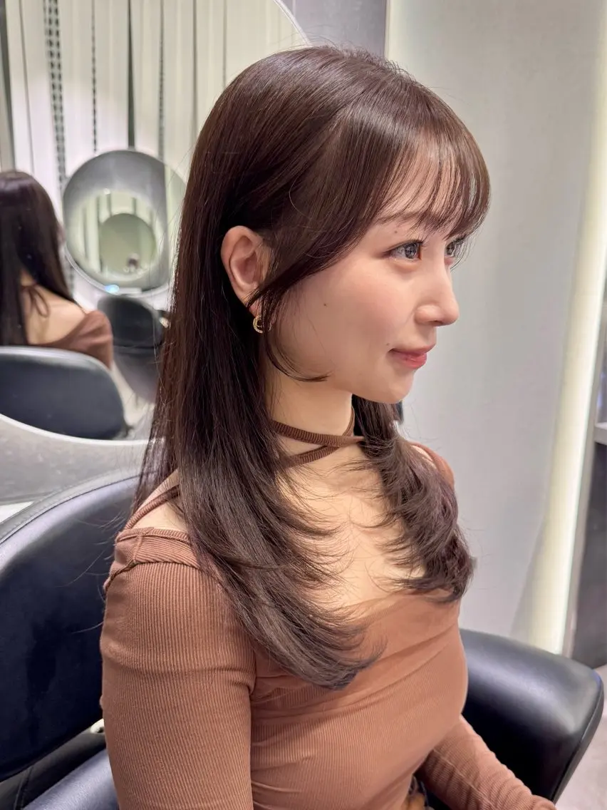 セミロング カット ヘアカラー トリートメント 銀座/顔周りレイヤー 🤍kanohoのヘアスタイル
