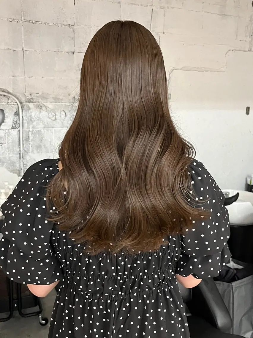 ロング カラー ブリーチ ダブルカラー ブリーチなしカラー 阿部 瑠斗のヘアスタイル