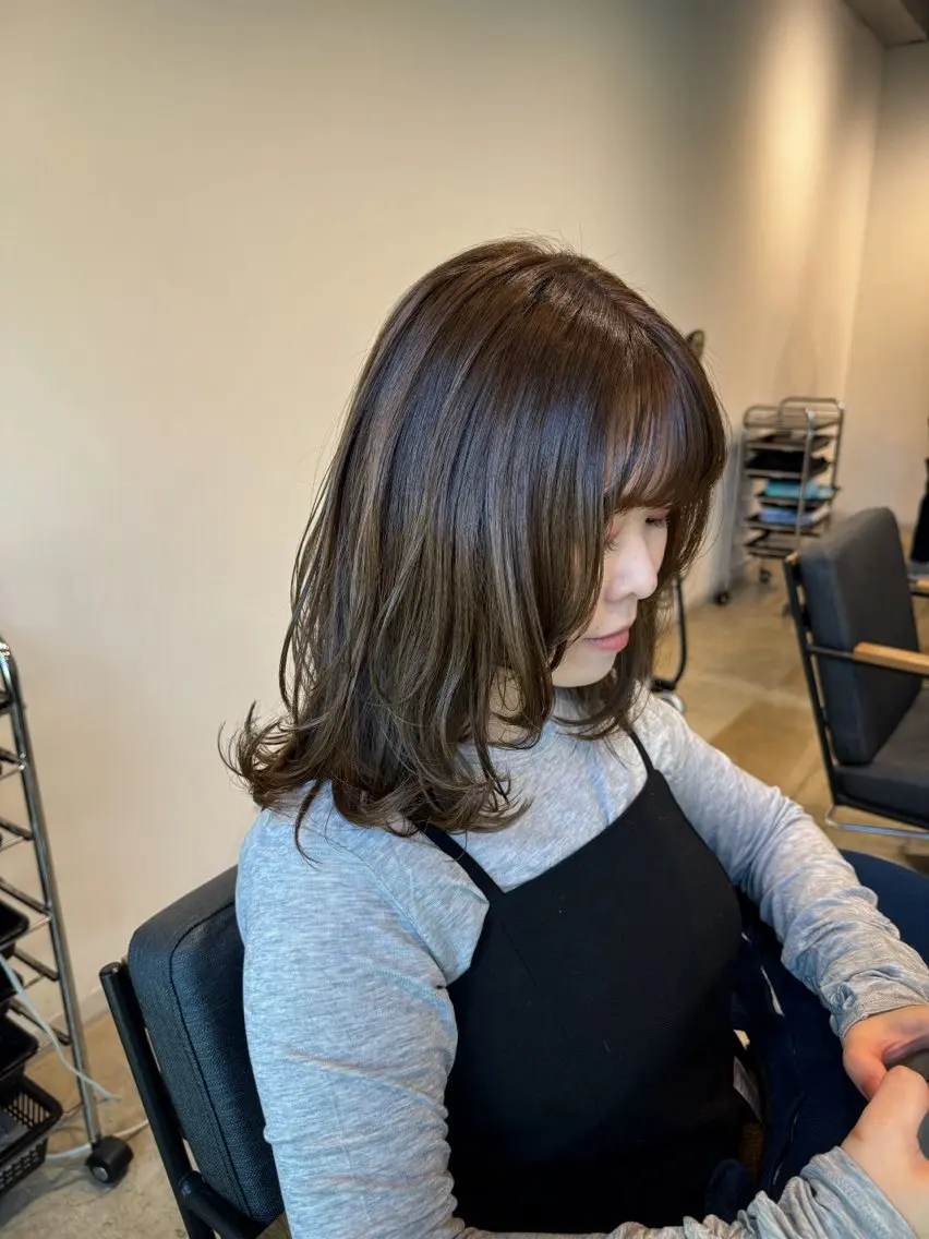 ミディアム カラー ミディアムレイヤー グレージュ レイヤーカット レイヤー/大人ボブ 渡邉【日吉美容室】のヘアスタイル