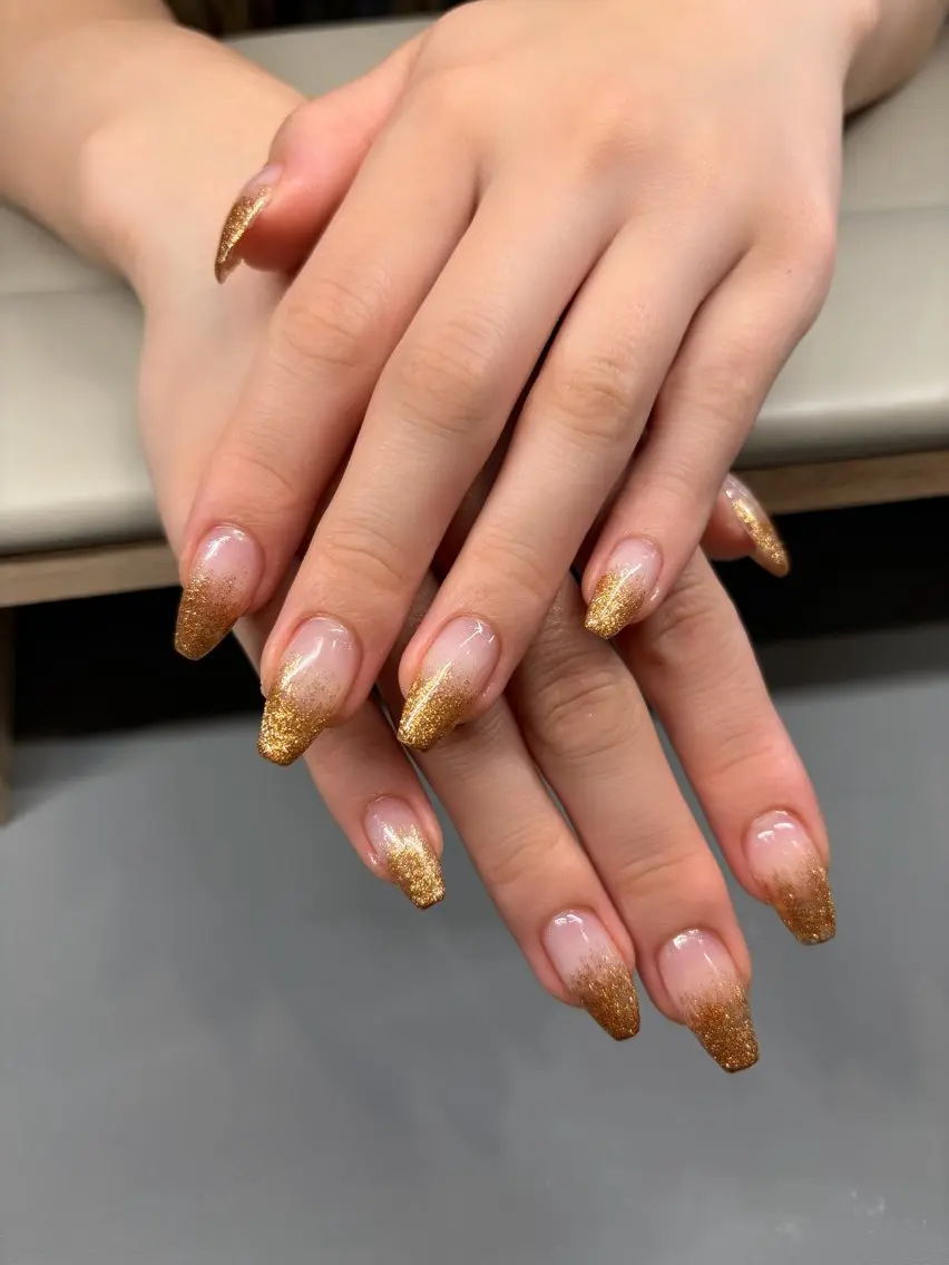 ネイル ゴールド ゴージャス グラデーション ラメ(グリッター) ラメグラデーション colore' yukaのネイルデザイン