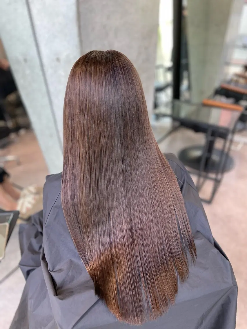 ロング カラー ブラウンカラー ハイトーンカラー ピンクカラー ピンクブラウン ヘアカラー 髪質改善/堀江 ケアカラーtoshiのヘアスタイル