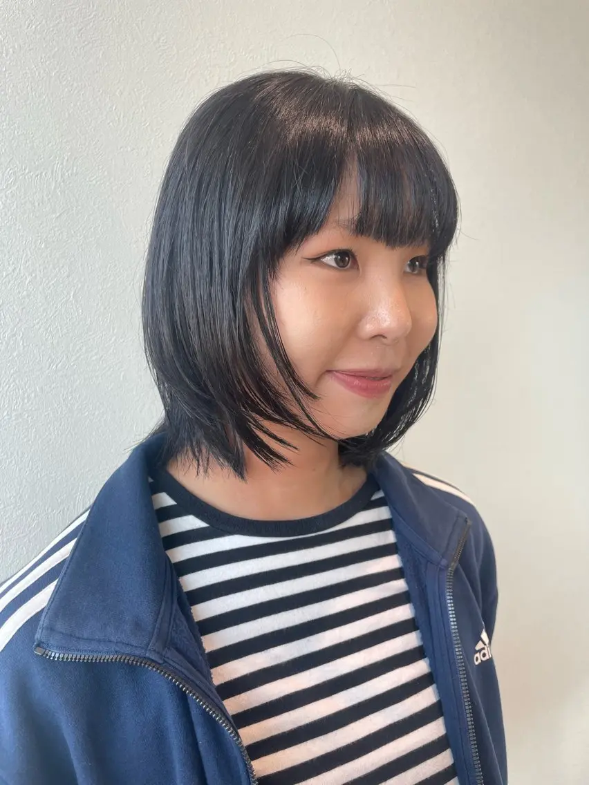 ミディアム カラー 黒髪 ヘアカラー 野田 カレンのヘアスタイル