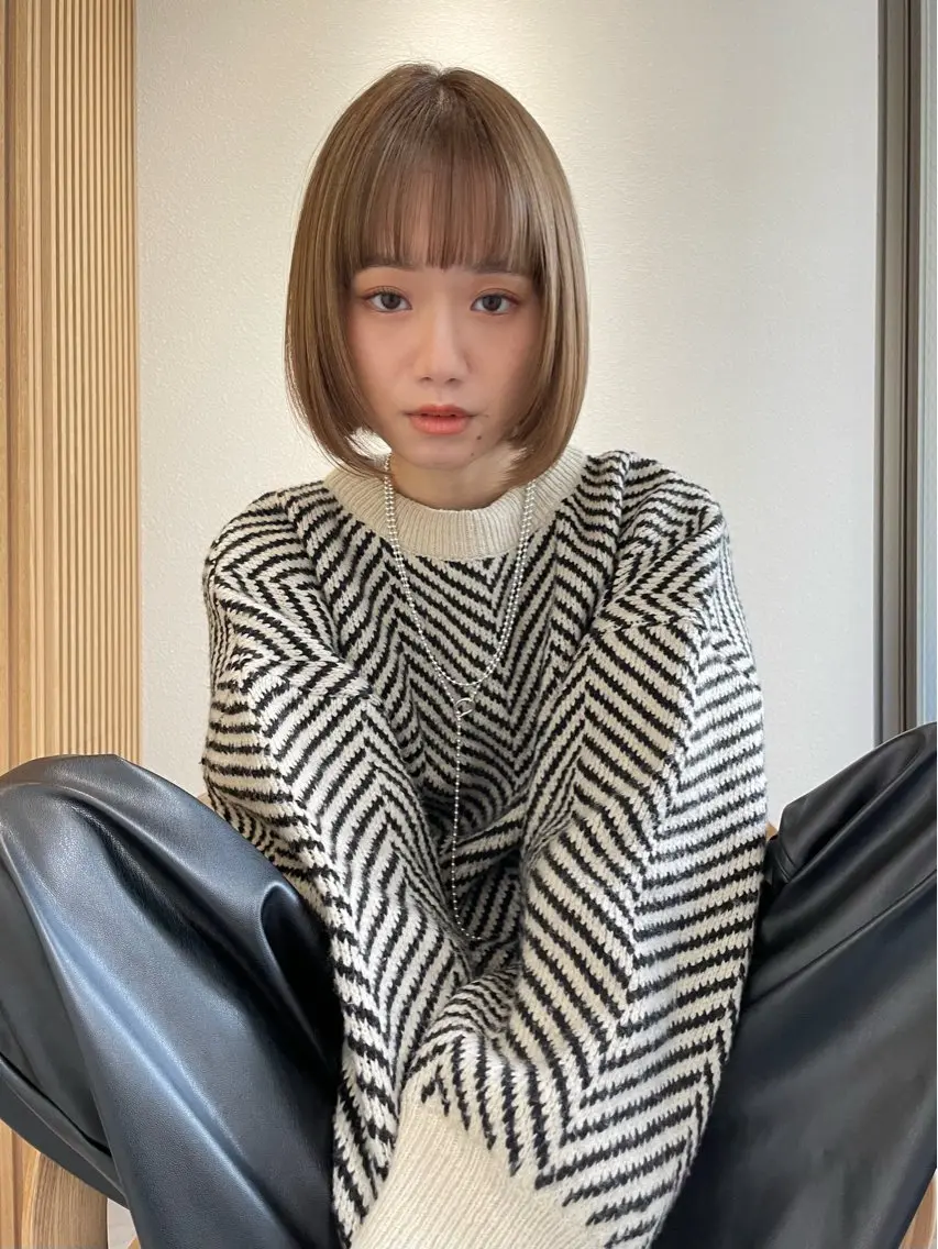 【ブリーチなし！カット込み✨透明感や色味を出したい方に！】カット+ダブルカラー+トリートメントの写真