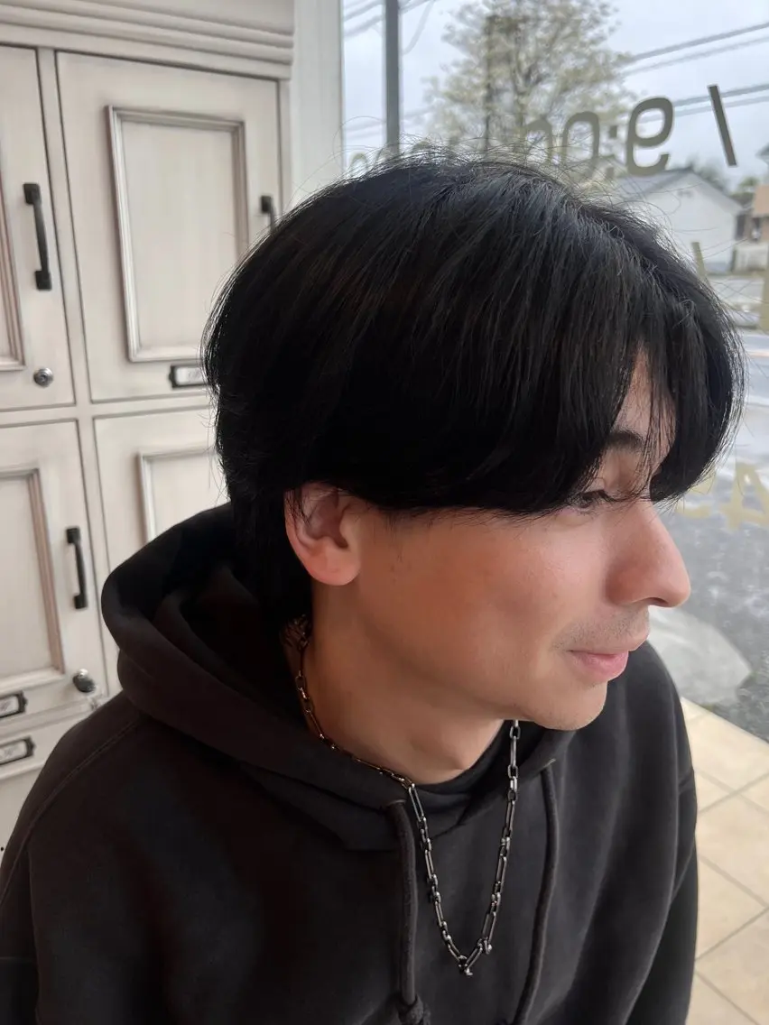 カラー メンズ 黒髪 ブルーカラー ブルーブラック ブラウンカラー 水田 芹七のヘアスタイル