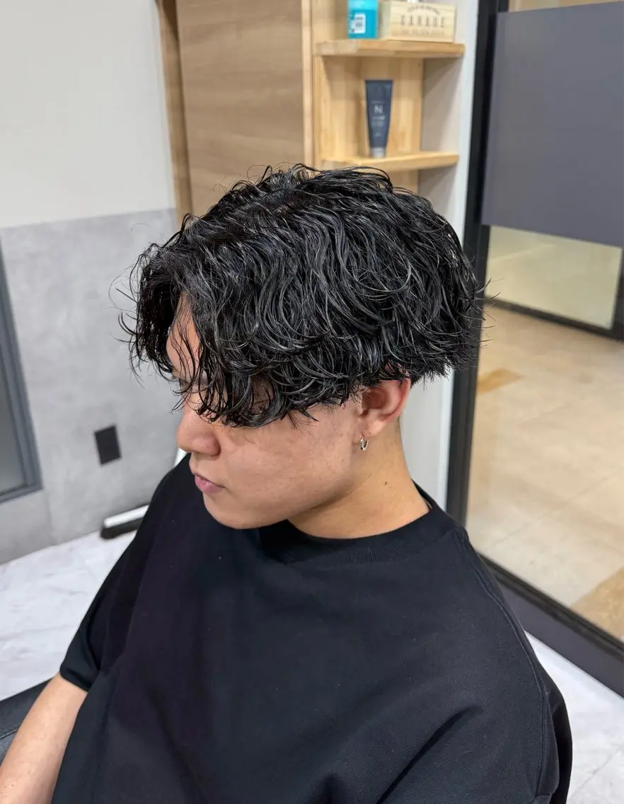ショート パーマ メンズ メンズパーマ 波巻きパーマ カット パーマ トリートメント 🌻メンズカット 落合諒🌻のヘアスタイル
