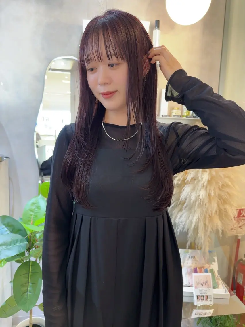 ロング カラー ブリーチ ラベンダーカラー ブリーチなしカラー ピンクカラー ピンクラベンダー カット ヘアカラー トリートメント レイヤー/ボブ/ 顔周り/yukinaのヘアスタイル
