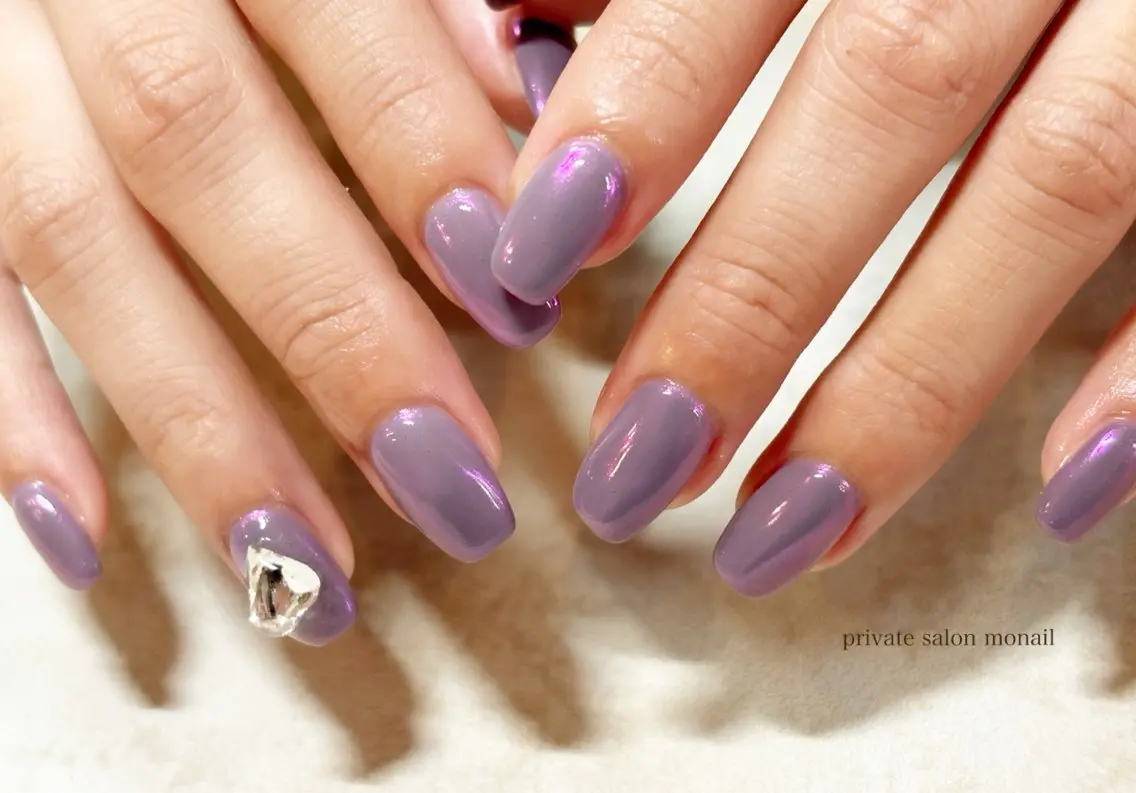 ネイル オーロラネイル パープル ハンドネイル nail salon monailのネイルデザイン