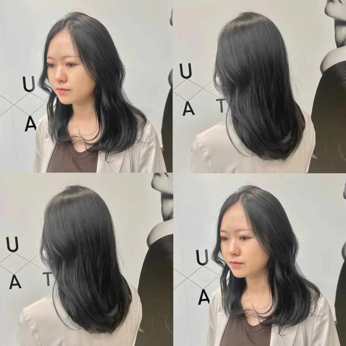 セミロング カラー 透明感カラー ダークグレー 学生 韓国風ヘア 新宿/顔周りカット/ レイヤー/がっきーのヘアスタイル