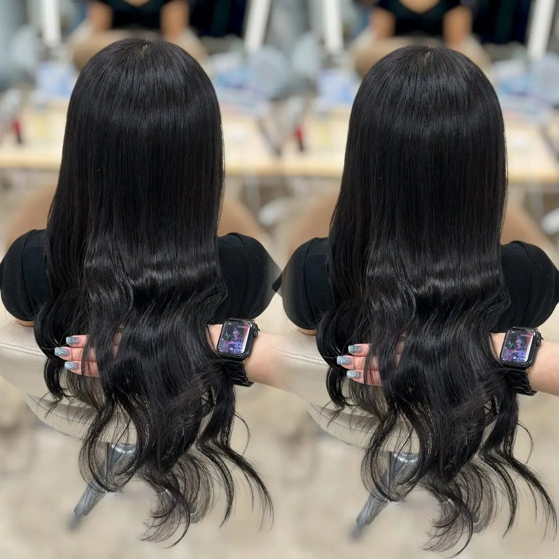 ロング カラー ヘアアレンジ ヘアカラー トリートメント ヘアセット ベージュ/つや/ レイヤー/ゆいなのヘアスタイル