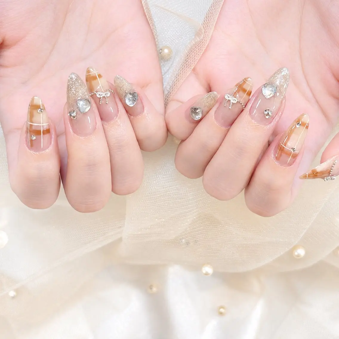 ネイル 桜ネイル 長さ出し フレンチネイル 韓国ネイル マグネットネイル ハンドネイル Kiwami nailsalonのネイルデザイン