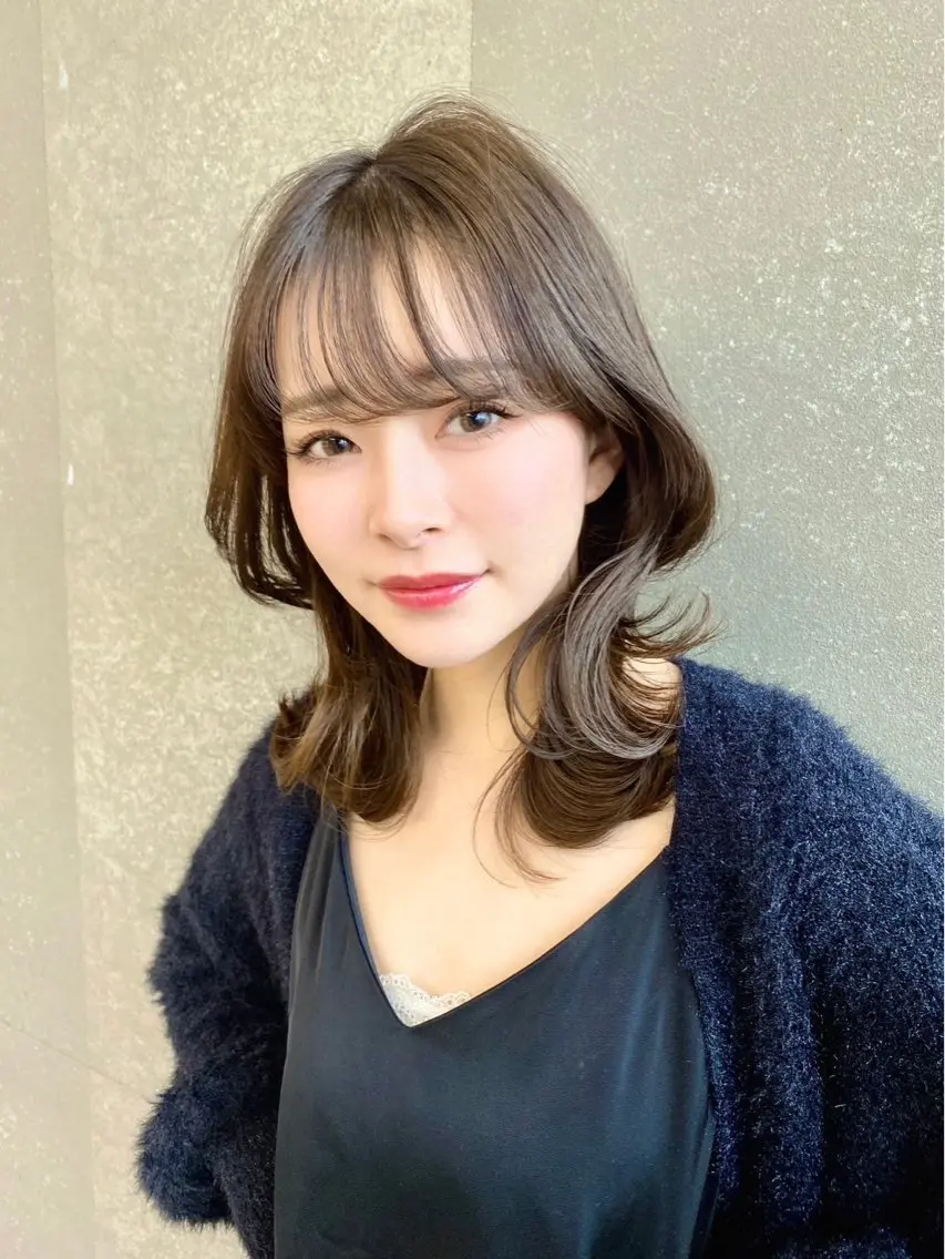 セミロング カット ヘアカラー トリートメント 仙台Ｉ韓国レイヤー Ｉ髪質改善Ｉ伊藤拓海のヘアスタイル