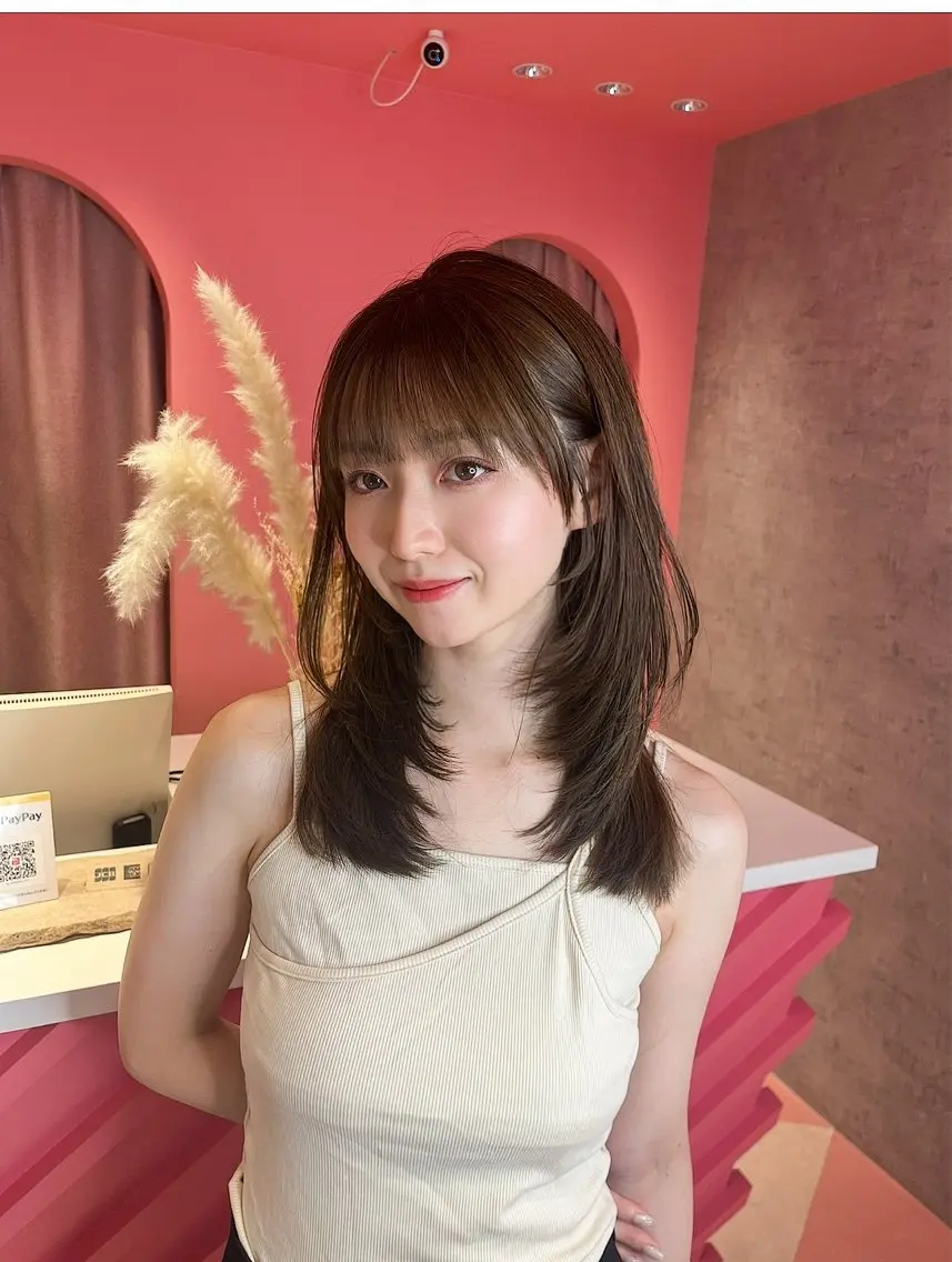 ロング カラー カット トリートメント 山崎/ボブ縮毛矯正 レイヤー髪質改善のヘアスタイル