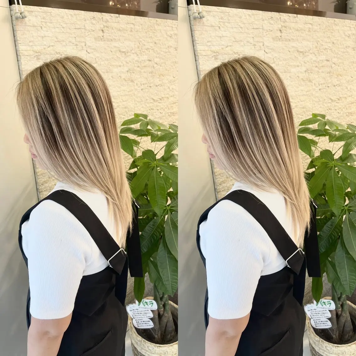セミロング ヘアカラー Y Uのヘアスタイル